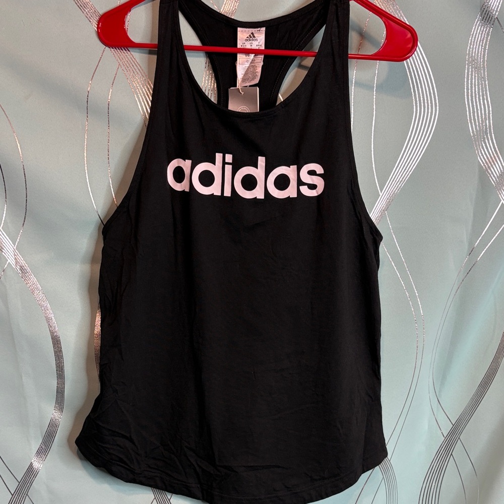 adidas Black Tank Top with White Logo